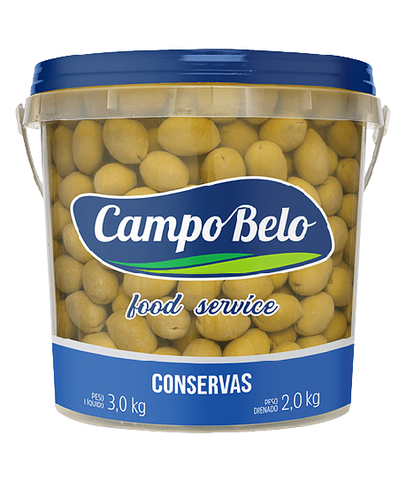 Azeitona Verde Miúda Inteira c/ Caroço Campo Belo Balde 2kg (Peso líquido 3kg) - stag-praso