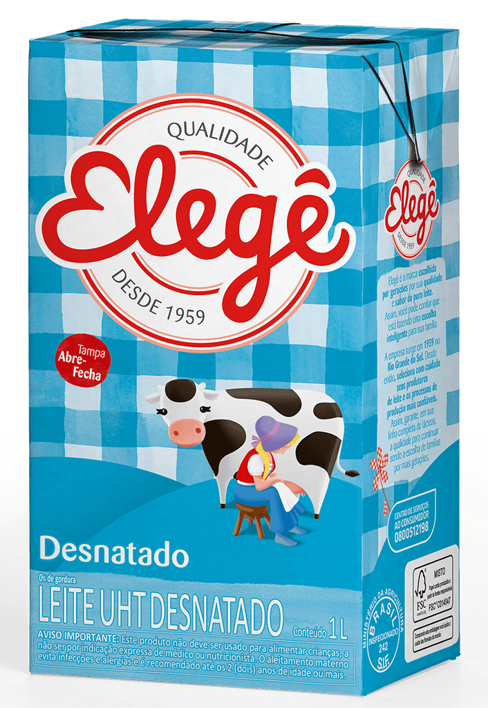 Leite Longa Vida Desnatado Elegê (Caixa c/ 12 x 1L) - stag-praso