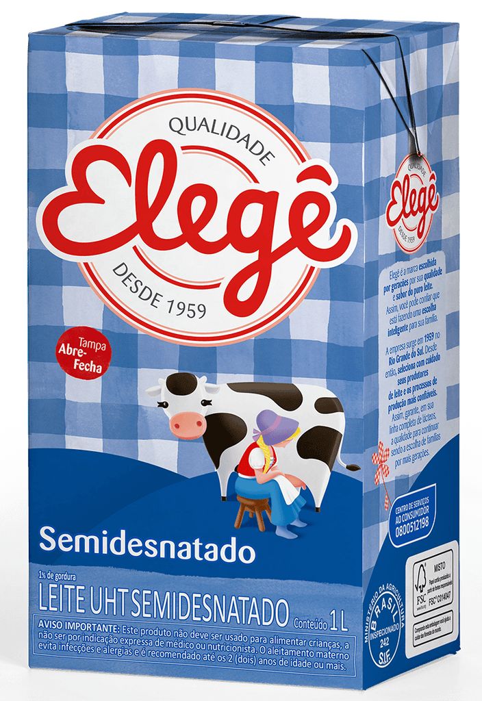 Leite Longa Vida Semi-Desnatado Elegê (Caixa c/ 12 x 1L) - stag-praso