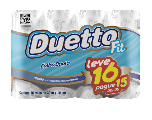 Papel Higiênico Folha Dupla Duetto Fit 16 Rolos 30M (Fardo c/ 4) - stag-praso