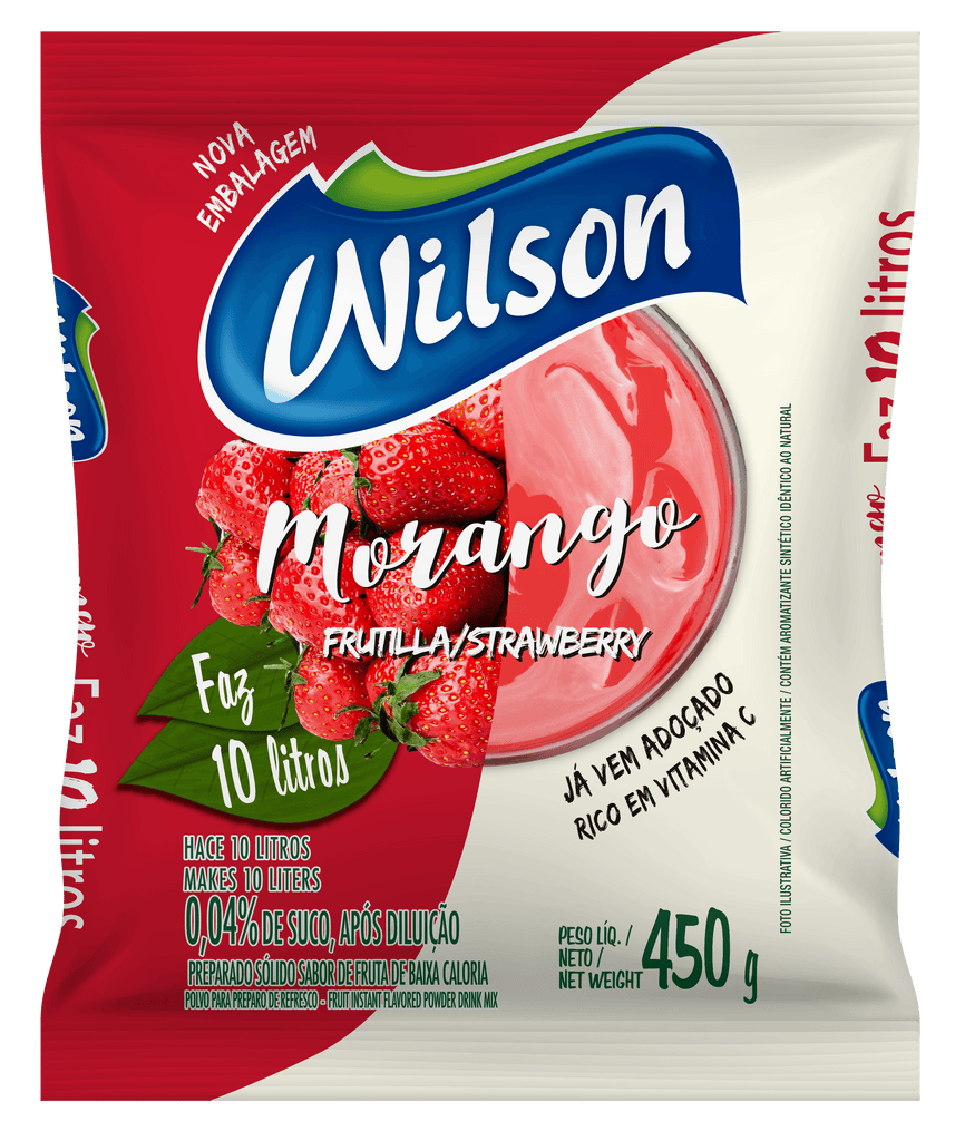 Refresco em Pó Sabor Morango Wilson 450g - stag-praso